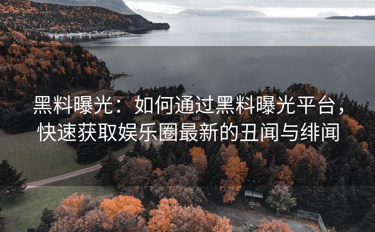 黑料曝光:如何通过黑料曝光平台,快速获取娱乐圈最新的丑闻与绯闻 黑料曝光:如何通过黑料曝光平台,快速获取娱乐圈最新的丑闻与绯闻